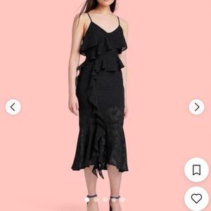 Wild Fable Women’s Floral Ruffle Dress in Black-Medium
